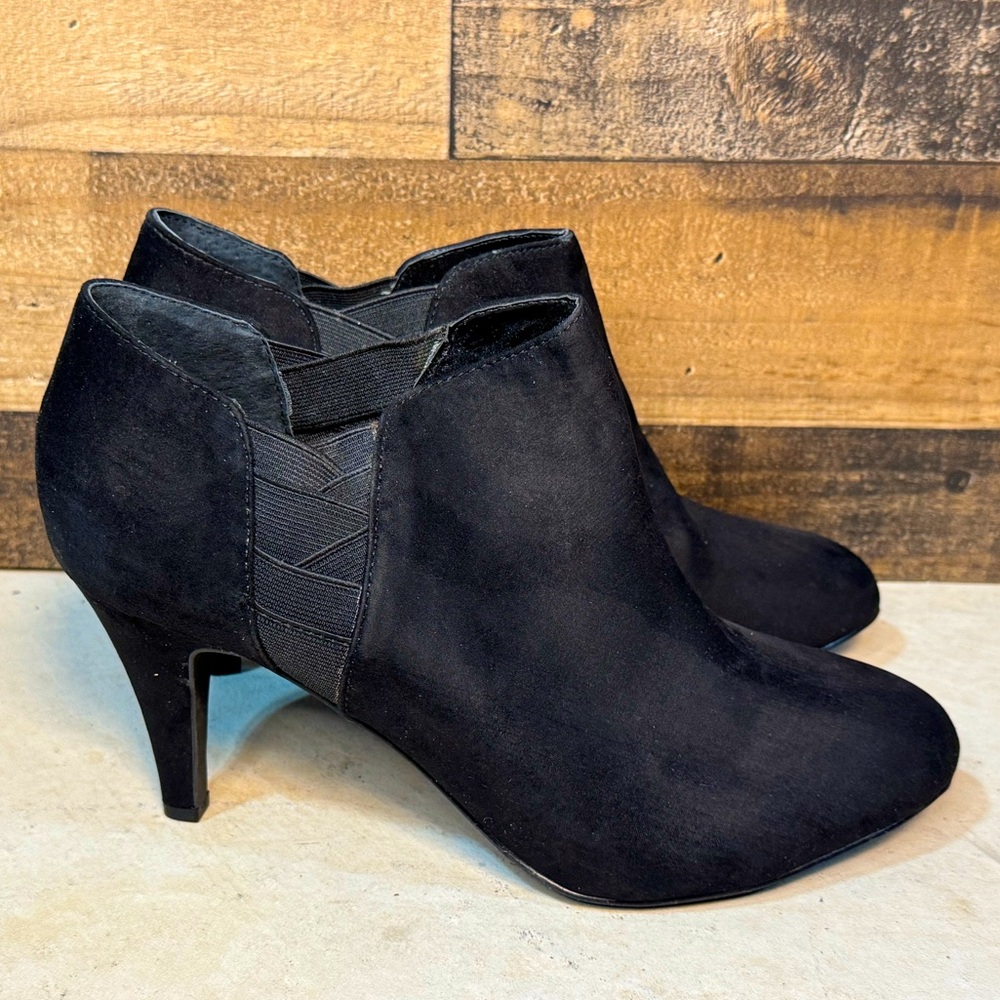 Style & Co Black Suede Like Heeled Boots Arianah … - image 1